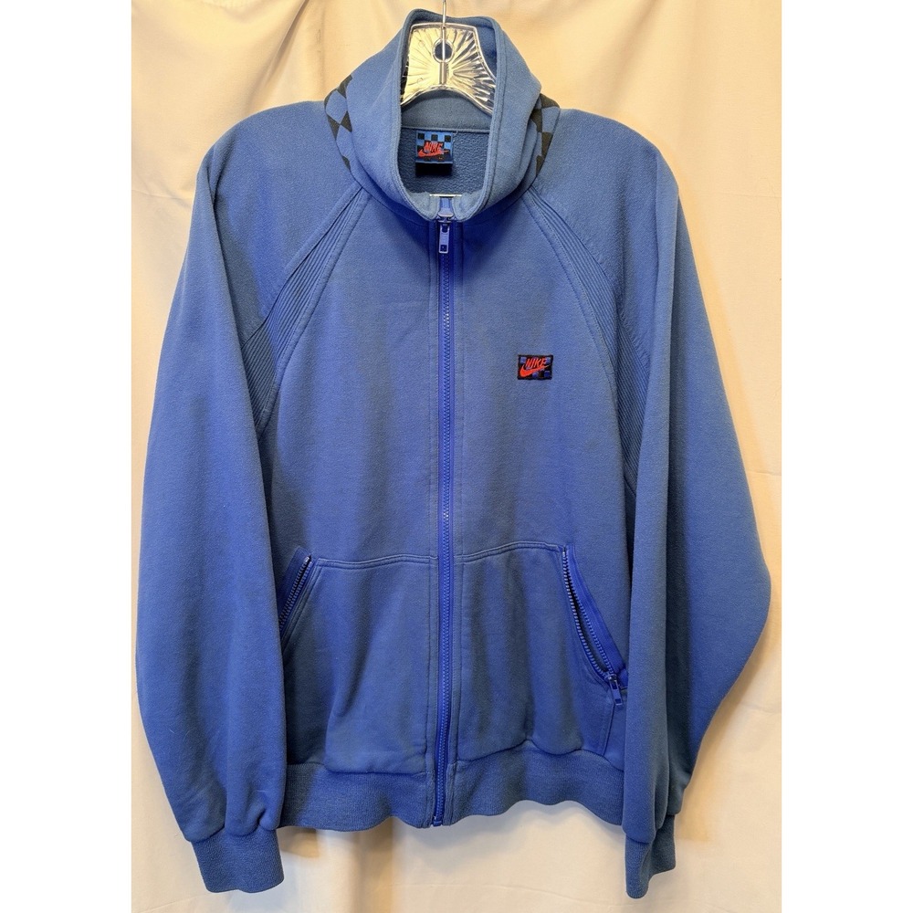 VTG 80s Nike John McEnroe Full Zip Sweatshirt Large Blue Checkerboard Mac Attack